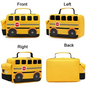 Bluboon Insulated Lunch Box for Kids Boys Girls School Lunch Bags Reusable Cooler Thermal Meal Tote for Picnic (Yellow School bus)