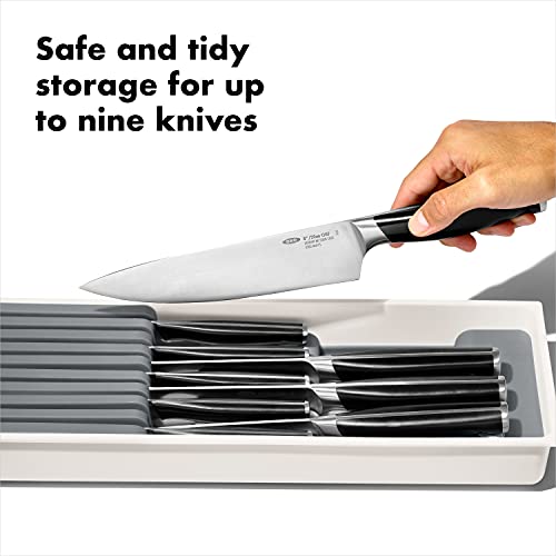 OXO Good Grips Kitchen Drawer Organizer, Compact Knife, White