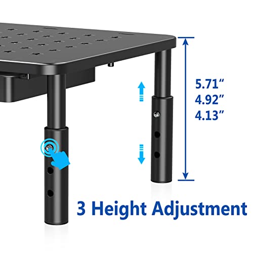 Zimilar 2 Pack Monitor Stand Riser with Drawer - 3 Height Adjustable Monitor Stand with Unique Star Mesh, Metal Monitor Riser for Computer Laptop Notebook Printer