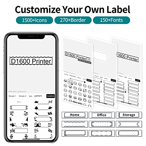 Vixic Bluetooth Label Maker, P3200 Portable Label Print, Multiple Templates Compatible Android iOS to Use Home Office Organization Type-C Rechargeable Label Maker, White-Green