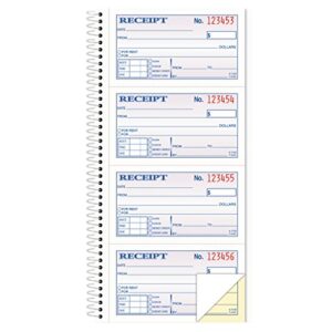 tops money/rent receipt book, 2-part, carbonless, 11 x 5.25 inches, 4 receipts/page, 200 sets per book (4161) , white