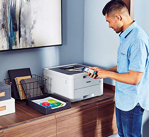 Brother L-3210CW Series Compact Digital Color Laser Printer I Wireless & USB Connectivity | Mobile Printing I Print Up to 19 Pages/min I Up to 250-sheet/tray Input + Printer Cable