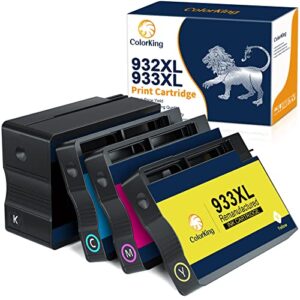 colorking compatible ink cartridge replacement for hp 932xl 933xl 932 xl 933 xl for hp officejet 6600 6700 6100 7110 7612 7510 7610 7620 printer (black, cyan, yellow, magenta, 4 combo pack)