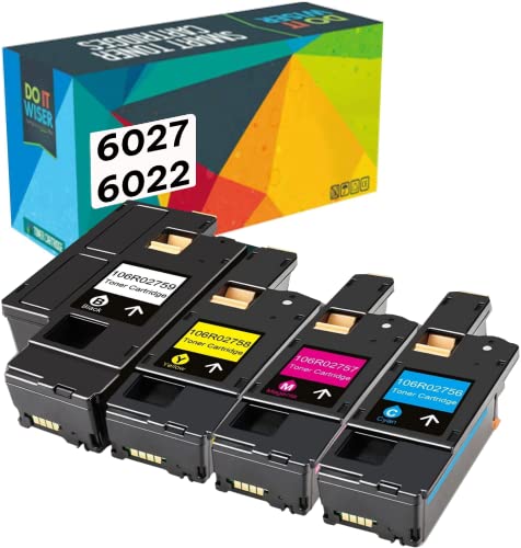 Do it Wiser Remanufactured Toner Cartridge Replacement for Xerox WorkCentre 6027 6025 Phaser 6022 6020 (1 Black 106R02759 1 Cyan 106R02756 1 Magenta 106R02757 1 Yellow 106R02758) 4Pack