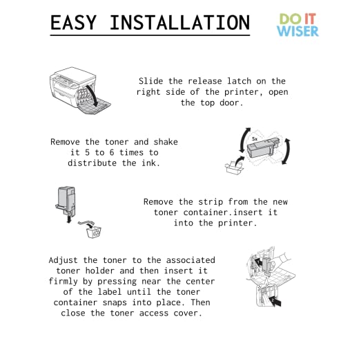 Do it Wiser Remanufactured Toner Cartridge Replacement for Xerox WorkCentre 6027 6025 Phaser 6022 6020 (1 Black 106R02759 1 Cyan 106R02756 1 Magenta 106R02757 1 Yellow 106R02758) 4Pack