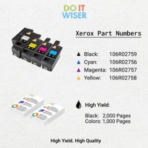 Do it Wiser Remanufactured Toner Cartridge Replacement for Xerox WorkCentre 6027 6025 Phaser 6022 6020 (1 Black 106R02759 1 Cyan 106R02756 1 Magenta 106R02757 1 Yellow 106R02758) 4Pack