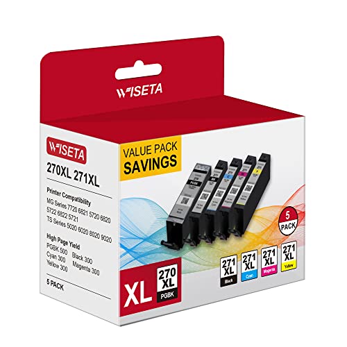 5 Pack - MG6821 Ink Cartridges Replacement for Canon PGI-270XL CLI-271XL PGI270XL CLI271XL PGI270 XL CLI 271 XL to use with MG6821 MG6820 TS6020 TS8020 TS9020 (PGBK, Black, Cyan, Magenta, Yellow)