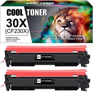 cool toner compatible 30x cf230x toner cartridge replacement for hp 30x 30a cf230x cf230a for hp pro mfp m227fdw m203dw m227fdn m203dn m227sdn m203d m203 printer ink (black, 2-pack)
