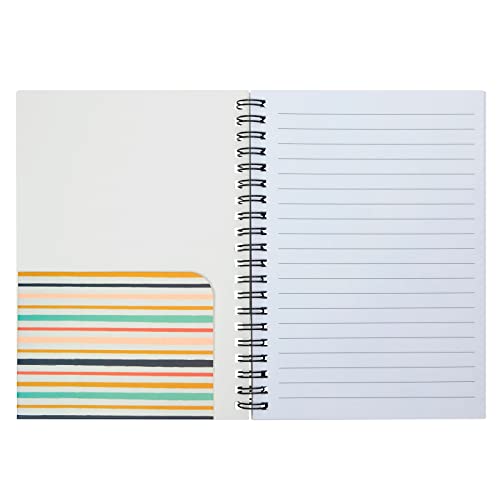 6 Pack 5x7 Notebooks Spiral Bound with Pocket, Lined B6 Journals with Elastic Closure for School, Work, 6 Graphic Designs