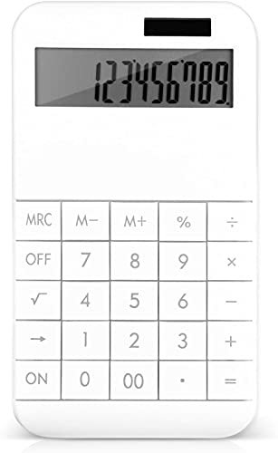 EooCoo Basic Standard Calculator 12 Digit Desktop Calculator with Large LCD Display for Office, School, Home & Business Use, Modern Design - White