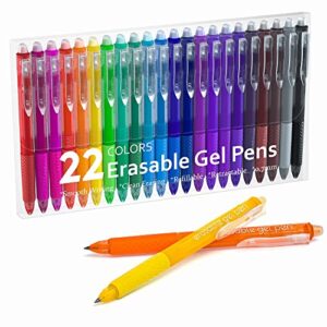 erasable gel pens, 22 colors lineon retractable erasable pens clicker, fine point, make mistakes disappear, assorted color inks for drawing writing planner and crossword puzzles