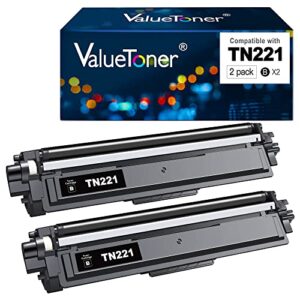 valuetoner compatible toner cartridge replacement for brother tn221bk tn221 tn 221 to use with hl-3140cw hl-3150cdn hl-3170cdw mfc-9330cdw hl-3180cdw mfc-9130cw printer ( black,2 pack )