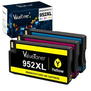 valuetoner remanufactured ink cartridges replacement for hp 952 xl 952xl ink cartridges combo pack high yield for officejet pro 8720 7740 8740 7720 8715 8702 printer (1 cyan,1 magenta,1 yellow,3 pack)