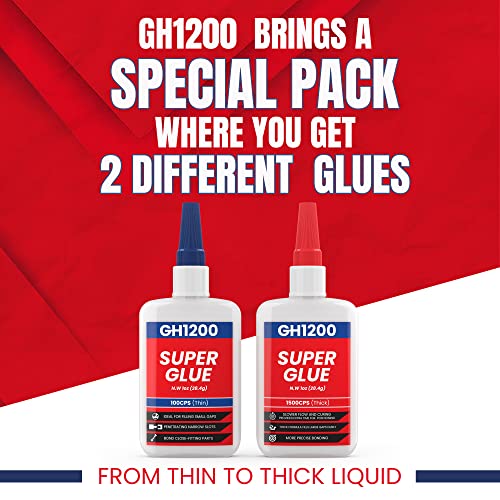 2 Oz Value Pack (57-Gram) Strong Super Glue All Purpose with Anti Clog Cap. Super Fast Thick and Strong Adhesive SuperGlue. Cyanoacrylate Glue for Hard Plastics, DIY Craft, Metal and Many More