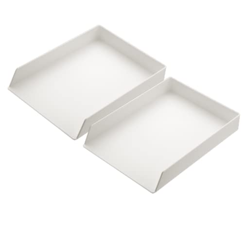 Mr. Pen- Letter Tray Desk Organizer, Plastic, 2 Pack, White File Organizer for Desk, Paper Organizer for Desk, Paper Holder for Desk, White Desk Organizer, Paper Tray Organizer, Office Desk Organizers