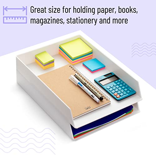 Mr. Pen- Letter Tray Desk Organizer, Plastic, 2 Pack, White File Organizer for Desk, Paper Organizer for Desk, Paper Holder for Desk, White Desk Organizer, Paper Tray Organizer, Office Desk Organizers