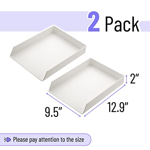 Mr. Pen- Letter Tray Desk Organizer, Plastic, 2 Pack, White File Organizer for Desk, Paper Organizer for Desk, Paper Holder for Desk, White Desk Organizer, Paper Tray Organizer, Office Desk Organizers