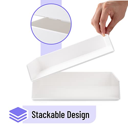 Mr. Pen- Letter Tray Desk Organizer, Plastic, 2 Pack, White File Organizer for Desk, Paper Organizer for Desk, Paper Holder for Desk, White Desk Organizer, Paper Tray Organizer, Office Desk Organizers