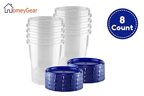 HomeyGear [32 oz - 8 Pack] Twist Top Food Deli Containers Screw And Seal Lid 32 Oz Stackable Reusable Quality Plastic Storage Container 8 Pack. Screw & Seal Lids BPA Free