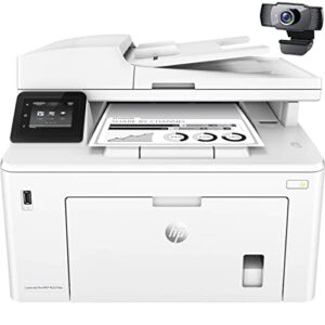 hp laserjet pro mfp m227fdw all-in-one wireless nfc monochrome laser printer – print scan copy fax – 30 ppm, 1200×1200 dpi, 8.5×14, auto duplex printing, 35-sheet adf, cbmou external webcam