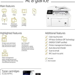 HP Laserjet Pro MFP M227fdw All-in-One Wireless NFC Monochrome Laser Printer - Print Scan Copy Fax - 30 ppm, 1200x1200 dpi, 8.5x14, Auto Duplex Printing, 35-Sheet ADF, Cbmou External Webcam