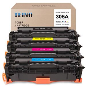 teino remanufactured toner cartridge replacement for hp 305a 305x ce410x ce410a use with laserjet pro 300 color mfp m375nw pro 400 color mfp m475dw m451dn m475dn (black cyan magenta yellow, 4-pack)