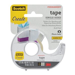 3m00i 021200593369 scotch tape single sided, 3/4 in x 400 in (001-cft), 1-pack, clear