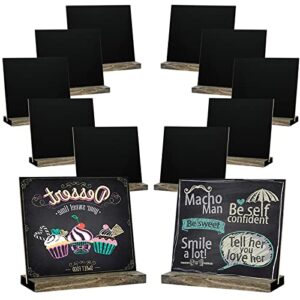 mini chalkboard signs, 5 x 6 inch vintage wooden tabletop chalkboard sign with base stand, set of 12 pack, ideal for table numbers, food signs, message boards, party decorations, event supplies