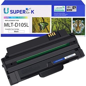 superink compatible toner cartridge replacement for samsung 105 mlt-d105l 105l mltd105l use with ml-2525 ml-2525w ml-2545 ml-1915 scx-4623f scx-4623fn sf-650 printer (black, 1 pack)