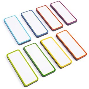 availey 48 pieces magnetic dry erase labels – reusable strips for classroom home office garage refrigerator blank writable erasable cards colored border name tags students locker shelf (3.2 x 1.2″)