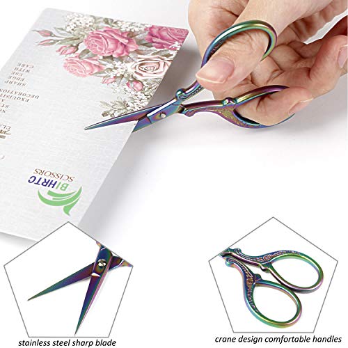 BIHRTC 3.6 Inch Mini Scissors Embroidery Scissors Sewing Crafting Scissors Stainless Steel Sharp Tip Scissors Shears for Needlework Threading Craft Art Work DIY Tools Cross Sticth Rainbow Scissors