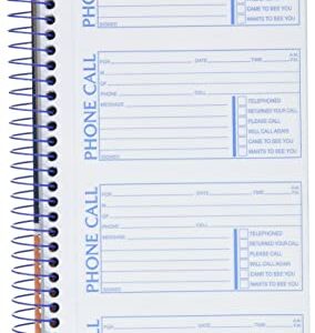 Adams SC1154-2D Phone Message Book, 5.25 x 11 Inch, Spiral Bound, 2-Part, Carbonless, 4 Messages per Page, 400 Sets, 2-Pack, White and Canary (S1154-2D)