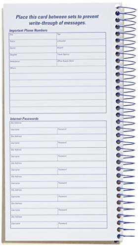 Adams SC1154-2D Phone Message Book, 5.25 x 11 Inch, Spiral Bound, 2-Part, Carbonless, 4 Messages per Page, 400 Sets, 2-Pack, White and Canary (S1154-2D)