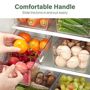 Kootek 4 Pack Clear Pantry Organization and Storage Bins, Freezer Organizer Bins Stackable Food Storage Organizer Bins with Handles Removable Dividers for Kitchen, Refrigerator, Cabinet