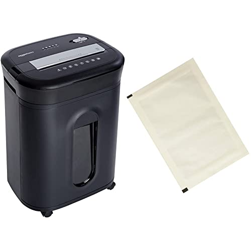 Amazon Basics 15-Sheet Cross-Cut Paper/ CD/ Credit Card Shredder & SP12A Shredder Sharpening & Lubricant Sheets - Pack of 12