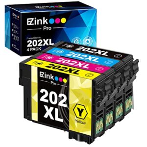 e-z ink pro 202xl remanufactured ink cartridge replacement for epson 202 xl 202xl t202xl for epson expression home xp-5100 workforce wf-2860 printer (4 packs, black, cyan, magenta, yellow)