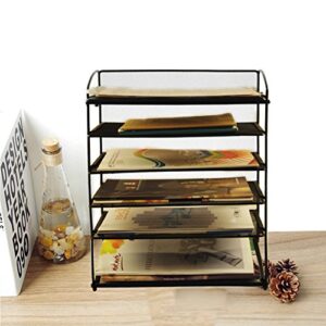 Easepres 6-Tier Mesh Desktop File Organizer Document Letter Tray Holder for Office or Home, Black