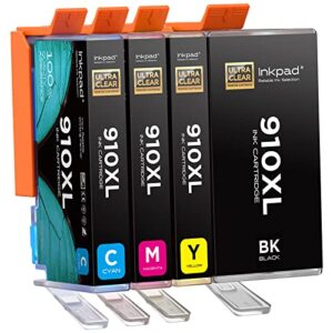 910xl ink cartridges compatible with hp printers for hp 910 xl 910xl ink cartridge combo pack use with 8025 8020 8028 8035 8023 officejet 8022 8010 8015 printer (b/c/m/y – 4 pack)