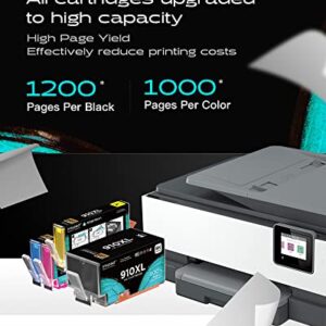 910XL Ink Cartridges Compatible with HP Printers for HP 910 XL 910XL Ink Cartridge Combo Pack Use with 8025 8020 8028 8035 8023 Officejet 8022 8010 8015 Printer (B/C/M/Y - 4 Pack)