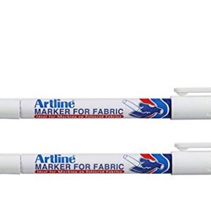 Artline White Permanent Fabric Markers pen for clothing (2 Markers)