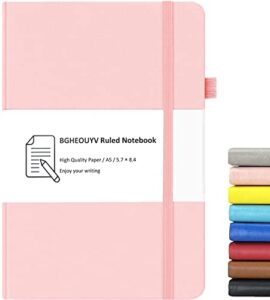 bgheouyv notebook journal, college ruled notebook lined a5 160 pages,hard cover journals for writing, notebooks for work office school women men,5.7 inches x 8.4 inches(pink)