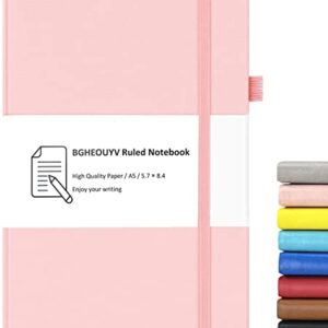 BGHEOUYV Notebook Journal, College Ruled Notebook Lined A5 160 Pages,Hard Cover Journals for Writing, Notebooks for Work Office School Women Men,5.7 inches x 8.4 inches(Pink)