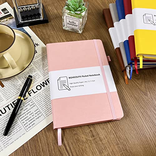 BGHEOUYV Notebook Journal, College Ruled Notebook Lined A5 160 Pages,Hard Cover Journals for Writing, Notebooks for Work Office School Women Men,5.7 inches x 8.4 inches(Pink)