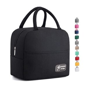 zvosoo insulated lunch bags for women and men, reusable lunch boxes, waterproof tote bag ,multi-pocket lunch containers for work, office, picnic, outdoor (black)