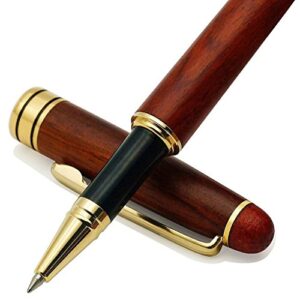 ideapool genuine rosewood ballpoint pen writing set – extra 2 black ink refills – fancy nice gift wooden pen set for signature executive business journaling