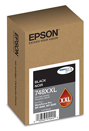 EPSON T748 DURABrite Pro -Ink High Capacity Black -Cartridge (T748XXL120) for select Epson WorkForce Printers