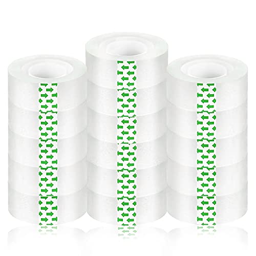 16 Rolls Transparent Tape Refills Clear Tape, 3/4-Inch x 1000 inch Transparent Glossy Tape Gift Wrapping Clear Tape for Office, Home, School