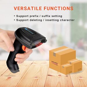 Tera Barcode Scanner Wireless Versatile 2-in-1 (2.4Ghz Wireless+USB 2.0 Wired) with Battery Level Indicator, 328 Feet Transmission Distance Rechargeable 1D Laser Bar Code Reader USB Handheld (Black)