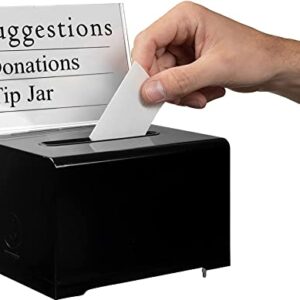 Adir Acrylic Donation Ballot Box with Lock - Secure and Safe Suggestion Box Great for Business Cards (6.25" x 4.5" x 4") Black