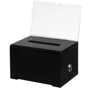 Adir Acrylic Donation Ballot Box with Lock - Secure and Safe Suggestion Box Great for Business Cards (6.25" x 4.5" x 4") Black